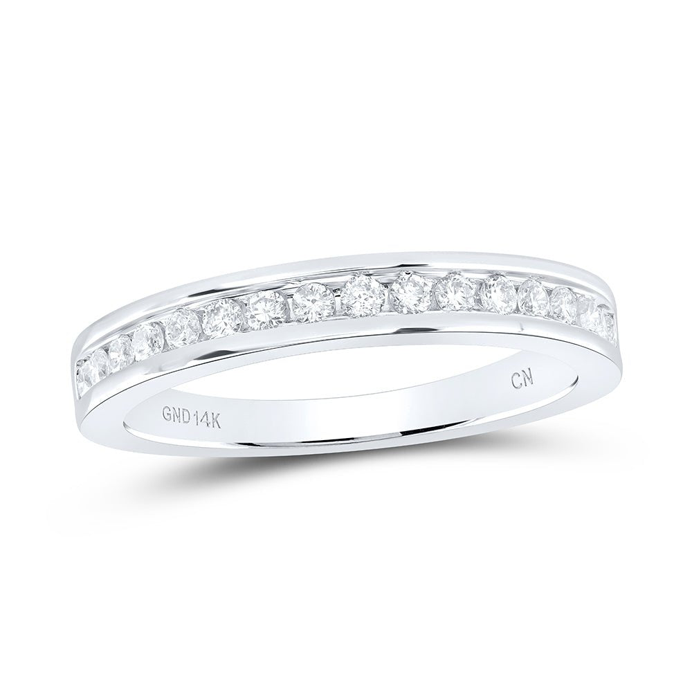 14K White Gold Round Diamond Women's Machine Set Band 1/3 Cttw - Splendid Jewellery