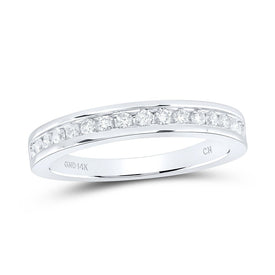 14K White Gold Round Diamond Women's Machine Set Band 1/3 Cttw - Splendid Jewellery