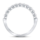 14K White Gold Round Diamond Women's Machine Set Single Row Wedding Band 1/2 Cttw - Splendid Jewellery