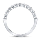 14K White Gold Round Diamond Women's Machine Set Single Row Wedding Band 1/2 Cttw - Splendid Jewellery