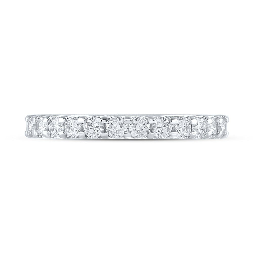 14K White Gold Round Diamond Women's Machine Set Single Row Wedding Band 1/2 Cttw - Splendid Jewellery