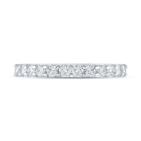 14K White Gold Round Diamond Women's Machine Set Single Row Wedding Band 1/2 Cttw - Splendid Jewellery