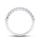 14K White Gold Round Diamond Women's Machine Set Single Row Wedding Band 1/2 Cttw - Splendid Jewellery