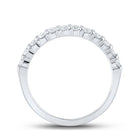 14K White Gold Round Diamond Women's Machine Set Single Row Wedding Band 1/2 Cttw - Splendid Jewellery