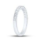 14K White Gold Round Diamond Women's Machine Set Single Row Wedding Band 1/2 Cttw - Splendid Jewellery
