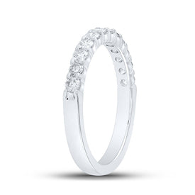 14K White Gold Round Diamond Women's Machine Set Single Row Wedding Band 1/2 Cttw - Splendid Jewellery