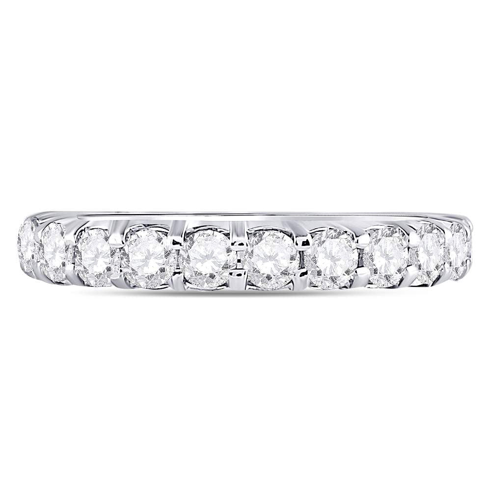 14K White Gold Round Diamond Women's Machine Set Wedding Band 1 Cttw - Splendid Jewellery