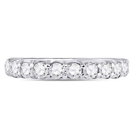 14K White Gold Round Diamond Women's Machine Set Wedding Band 1 Cttw - Splendid Jewellery