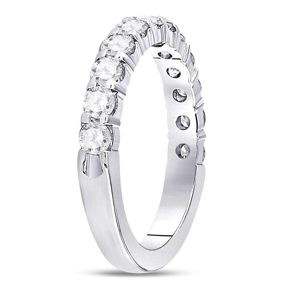 14K White Gold Round Diamond Women's Machine Set Wedding Band 1 Cttw - Splendid Jewellery