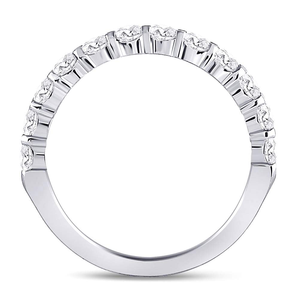 14K White Gold Round Diamond Women's Machine Set Wedding Band 1 Cttw - Splendid Jewellery