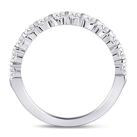 14K White Gold Round Diamond Women's Machine Set Wedding Band 1 Cttw - Splendid Jewellery