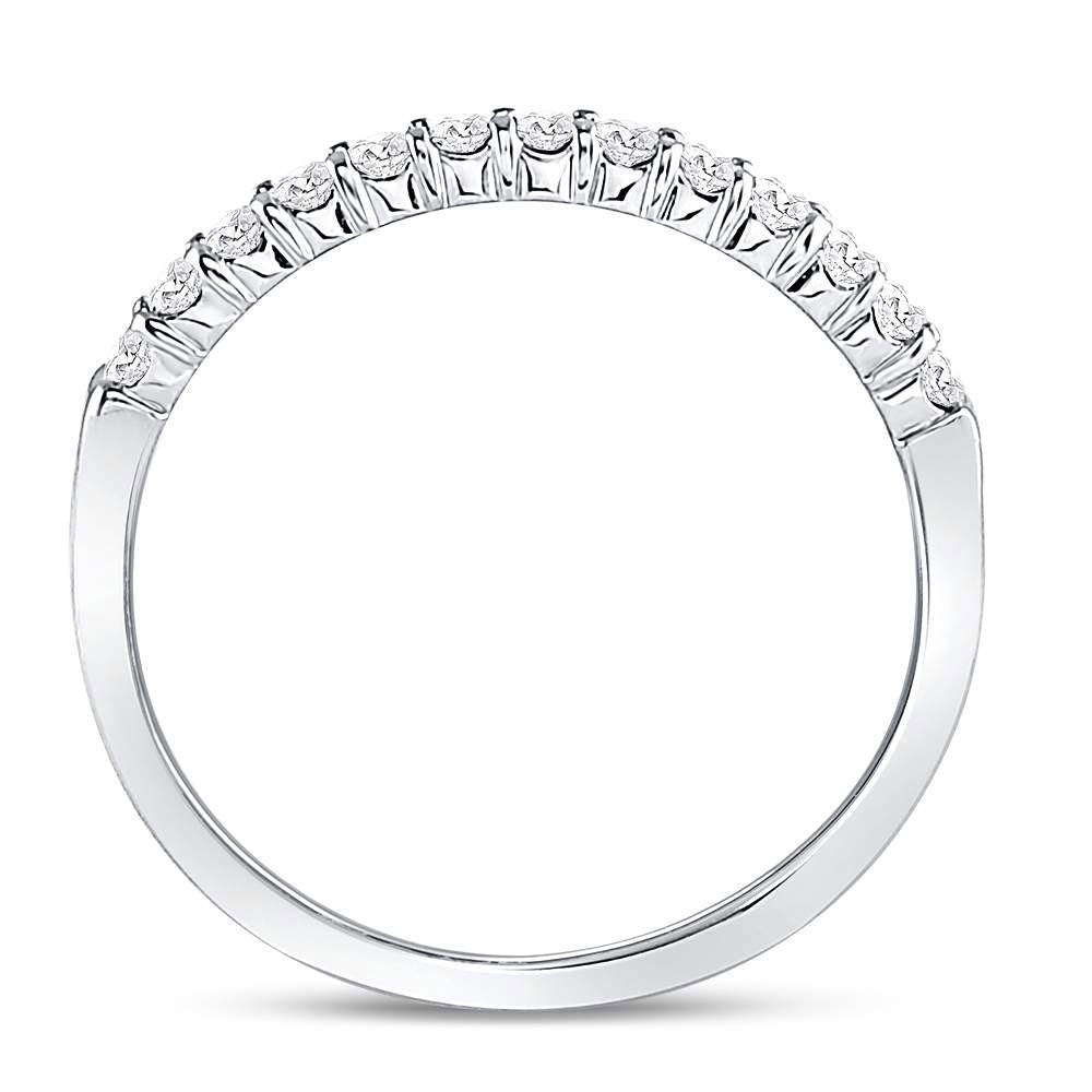 14K White Gold Round Diamond Women's Machine Set Wedding Band Ring 1/4 Cttw - Splendid Jewellery