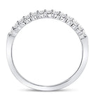 14K White Gold Round Diamond Women's Machine Set Wedding Band Ring 1/4 Cttw - Splendid Jewellery