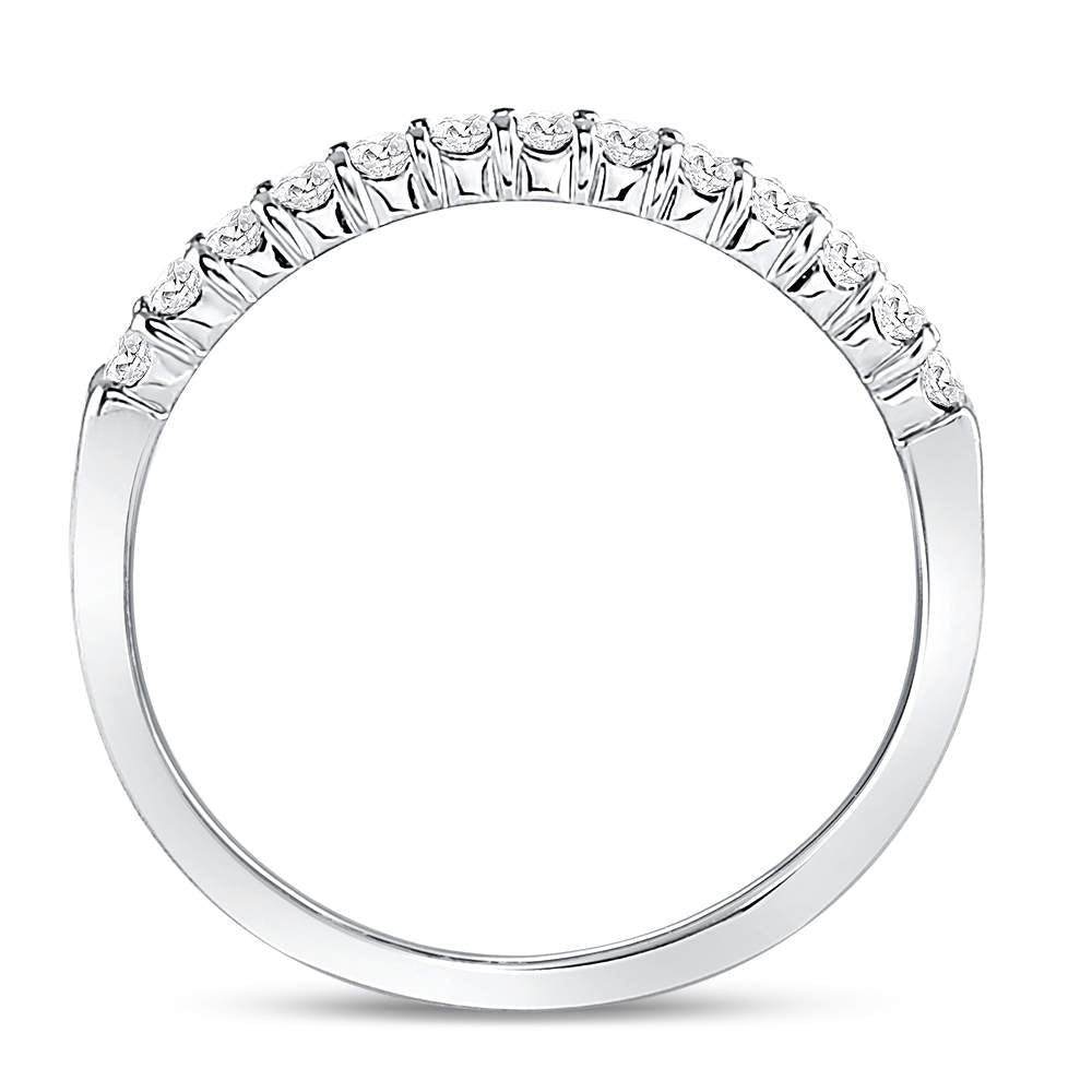 14K White Gold Round Diamond Women's Machine Set Wedding Band Ring 1/4 Cttw - Splendid Jewellery