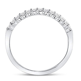 14K White Gold Round Diamond Women's Machine Set Wedding Band Ring 1/4 Cttw - Splendid Jewellery