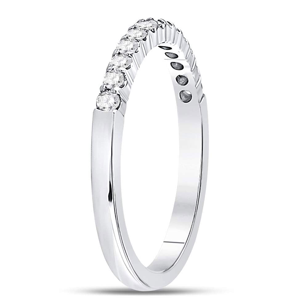 14K White Gold Round Diamond Women's Machine Set Wedding Band Ring 1/4 Cttw - Splendid Jewellery