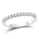 14K White Gold Round Diamond Women's Machine Set Wedding Band Ring 1/4 Cttw - Splendid Jewellery