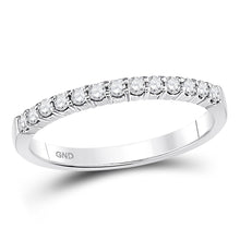 Load image into Gallery viewer, 14K White Gold Round Diamond Women's Machine Set Wedding Band Ring 1/4 Cttw - Splendid Jewellery