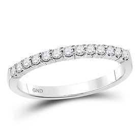 14K White Gold Round Diamond Women's Machine Set Wedding Band Ring 1/4 Cttw - Splendid Jewellery