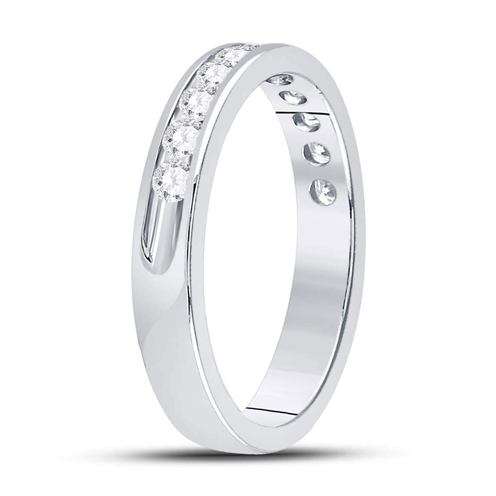 14K White Gold Round Diamond Women's Machine Set Wedding Channel Band 1/2 Cttw - Splendid Jewellery