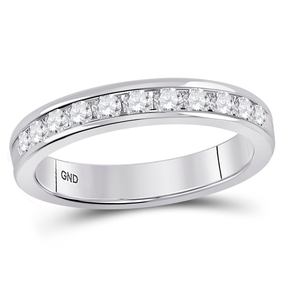 14K White Gold Round Diamond Women's Machine Set Wedding Channel Band 1/2 Cttw - Splendid Jewellery