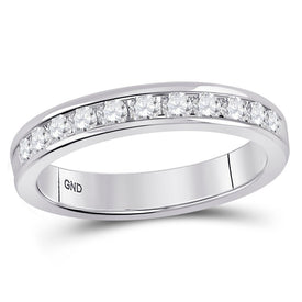 14K White Gold Round Diamond Women's Machine Set Wedding Channel Band 1/2 Cttw - Splendid Jewellery