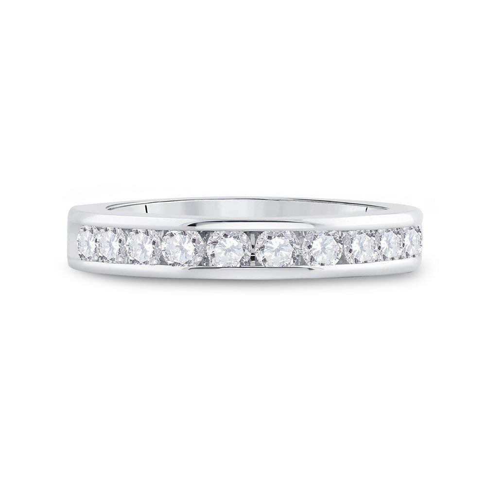 14K White Gold Round Diamond Women's Machine Set Wedding Channel Band 3/4 Cttw - Splendid Jewellery