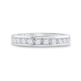 14K White Gold Round Diamond Women's Machine Set Wedding Channel Band 3/4 Cttw - Splendid Jewellery