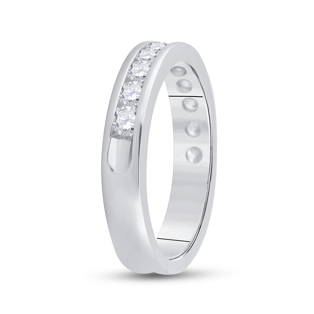 14K White Gold Round Diamond Women's Machine Set Wedding Channel Band 3/4 Cttw - Splendid Jewellery