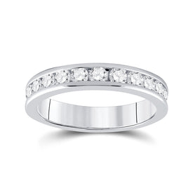 14K White Gold Round Diamond Women's Machine Set Wedding Channel Band 3/4 Cttw - Splendid Jewellery