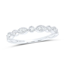 Load image into Gallery viewer, 14K White Gold Round Diamond Women's Milgrain Stackable Band Ring 1/6 Cttw - Splendid Jewellery