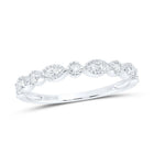 14K White Gold Round Diamond Women's Milgrain Stackable Band Ring 1/6 Cttw - Splendid Jewellery