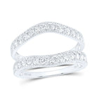 14K White Gold Round Diamond Women's Milgrain Wrap Ring Guard Enhancer 1 Cttw - Splendid Jewellery