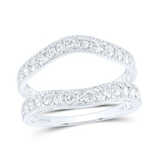 Load image into Gallery viewer, 14K White Gold Round Diamond Women's Milgrain Wrap Ring Guard Enhancer 1 Cttw - Splendid Jewellery