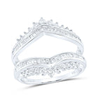 14K White Gold Round Diamond Women's Modern Wrap Ring Guard Enhancer 3/4 Cttw - Splendid Jewellery