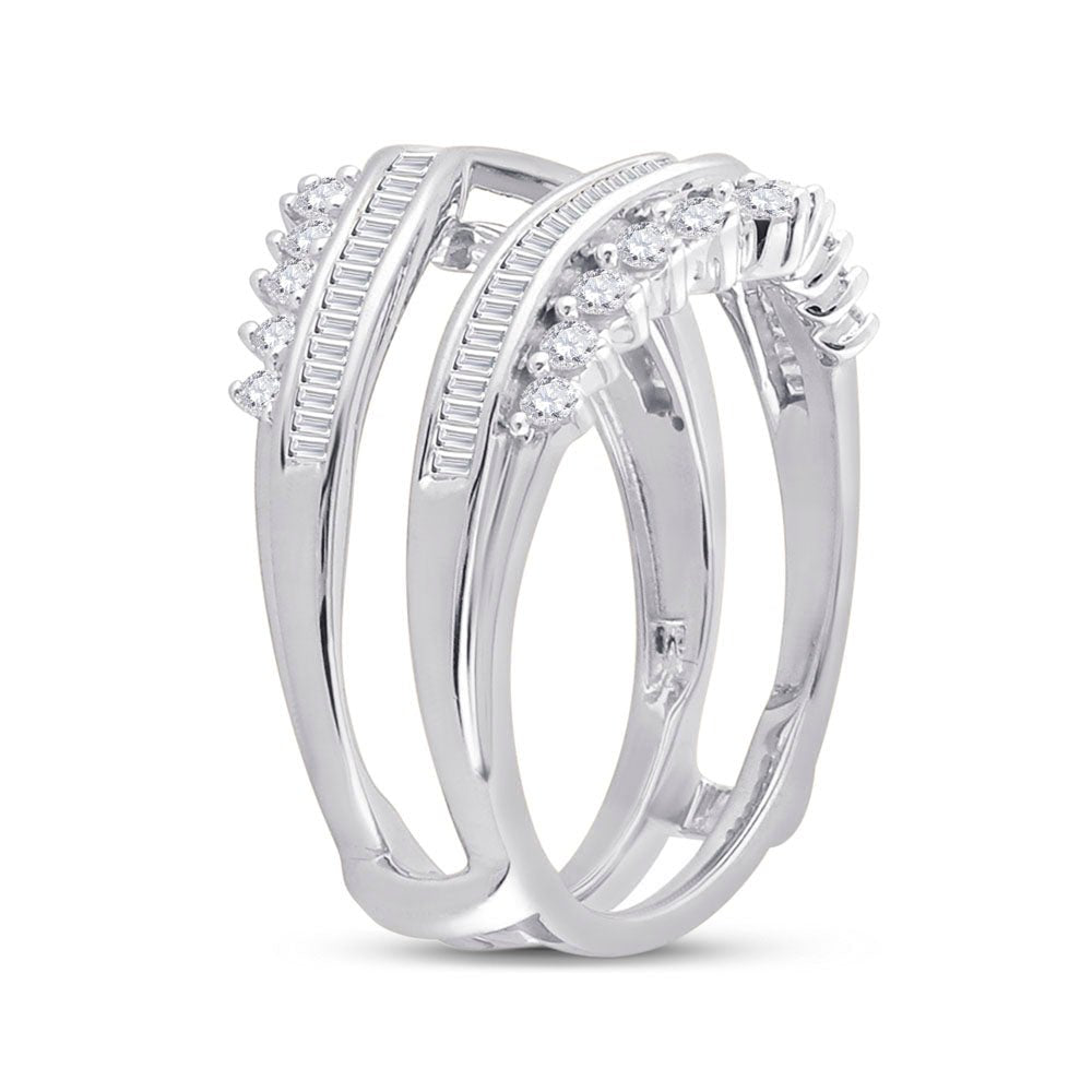 14K White Gold Round Diamond Women's Modern Wrap Ring Guard Enhancer 3/4 Cttw - Splendid Jewellery