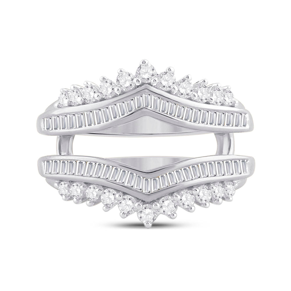 14K White Gold Round Diamond Women's Modern Wrap Ring Guard Enhancer 3/4 Cttw - Splendid Jewellery