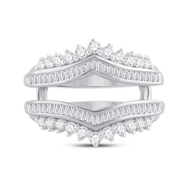 14K White Gold Round Diamond Women's Modern Wrap Ring Guard Enhancer 3/4 Cttw - Splendid Jewellery