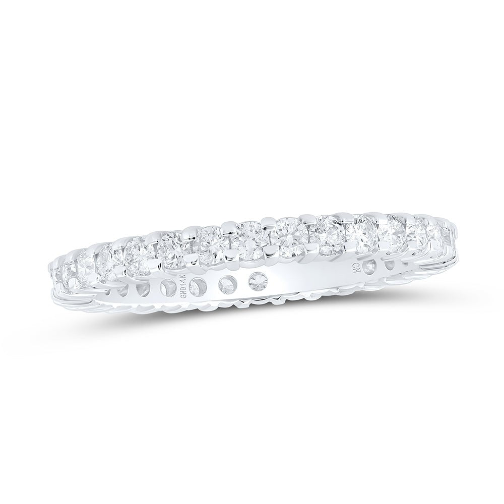 14K White Gold Round Diamond Women's Pave Set Eternity Wedding Anniversary Band 1 Cttw - Splendid Jewellery