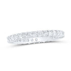 14K White Gold Round Diamond Women's Pave Set Eternity Wedding Anniversary Band 1 Cttw - Splendid Jewellery
