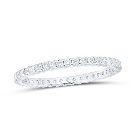 14K White Gold Round Diamond Women's Pave Set Eternity Wedding Anniversary Band 1/2 Cttw - Splendid Jewellery