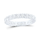 14K White Gold Round Diamond Women's Pave Set Eternity Wedding Band 2 Cttw - Splendid Jewellery