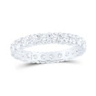 14K White Gold Round Diamond Women's Pave Set Eternity Wedding Band 2 Cttw - Splendid Jewellery