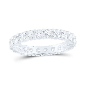 14K White Gold Round Diamond Women's Pave Set Eternity Wedding Band 2 Cttw - Splendid Jewellery