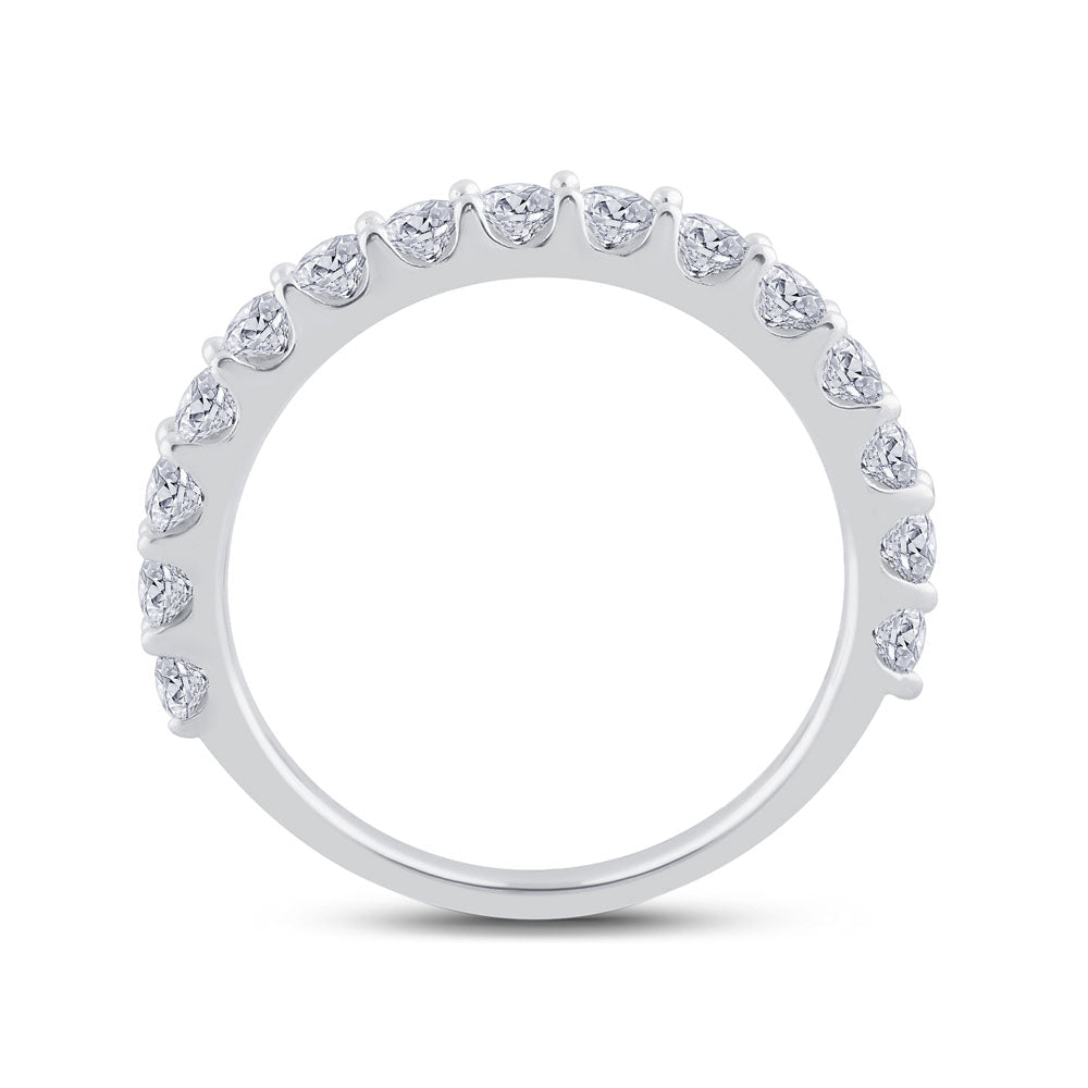 14K White Gold Round Diamond Women's Pave Set Single Row Wedding Band 1 Cttw - Splendid Jewellery
