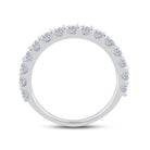 14K White Gold Round Diamond Women's Pave Set Single Row Wedding Band 1 Cttw - Splendid Jewellery