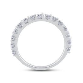 14K White Gold Round Diamond Women's Pave Set Single Row Wedding Band 1 Cttw - Splendid Jewellery