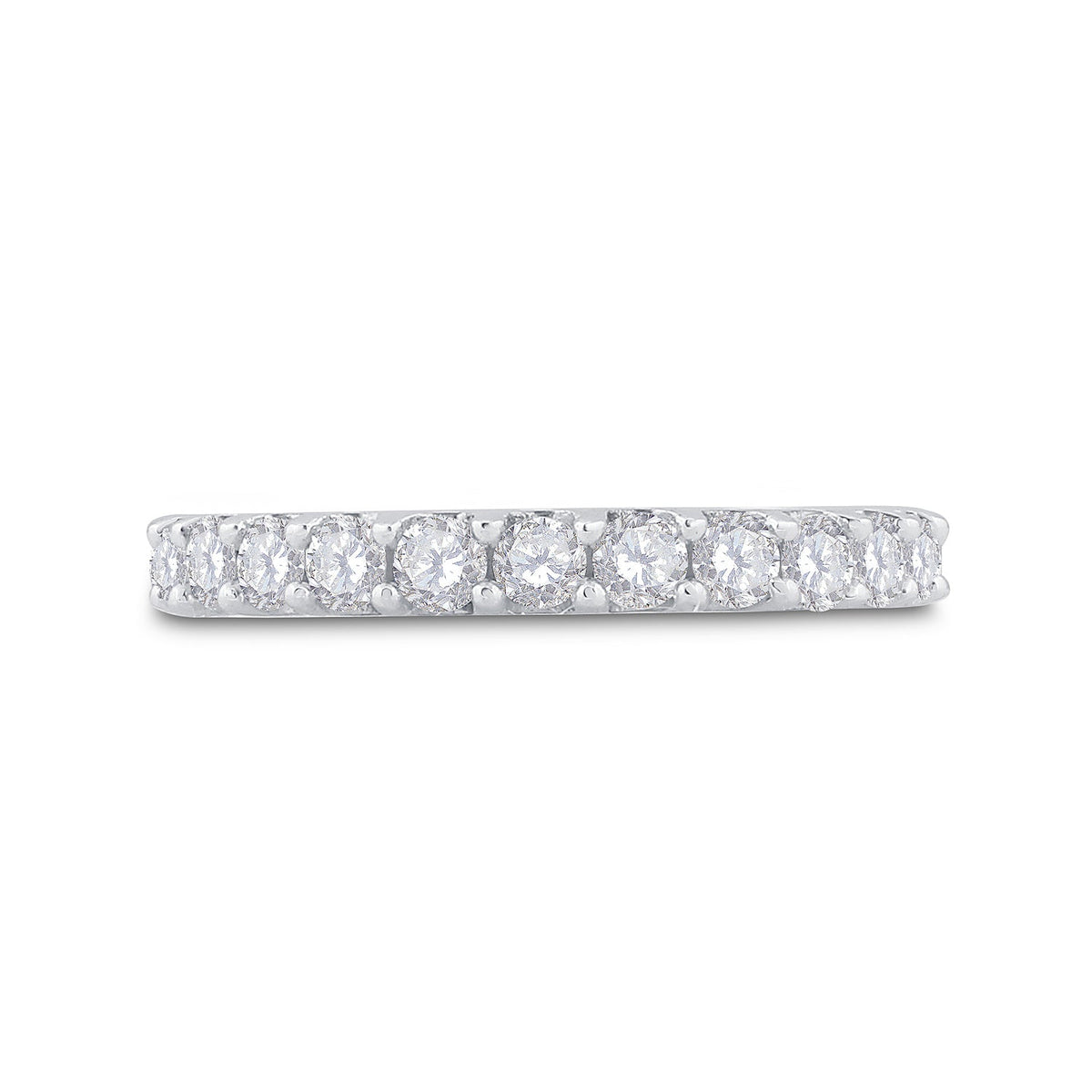 14K White Gold Round Diamond Women's Pave Set Single Row Wedding Band 1 Cttw - Splendid Jewellery