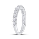 14K White Gold Round Diamond Women's Pave Set Single Row Wedding Band 1 Cttw - Splendid Jewellery