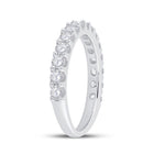 14K White Gold Round Diamond Women's Pave Set Single Row Wedding Band 1 Cttw - Splendid Jewellery